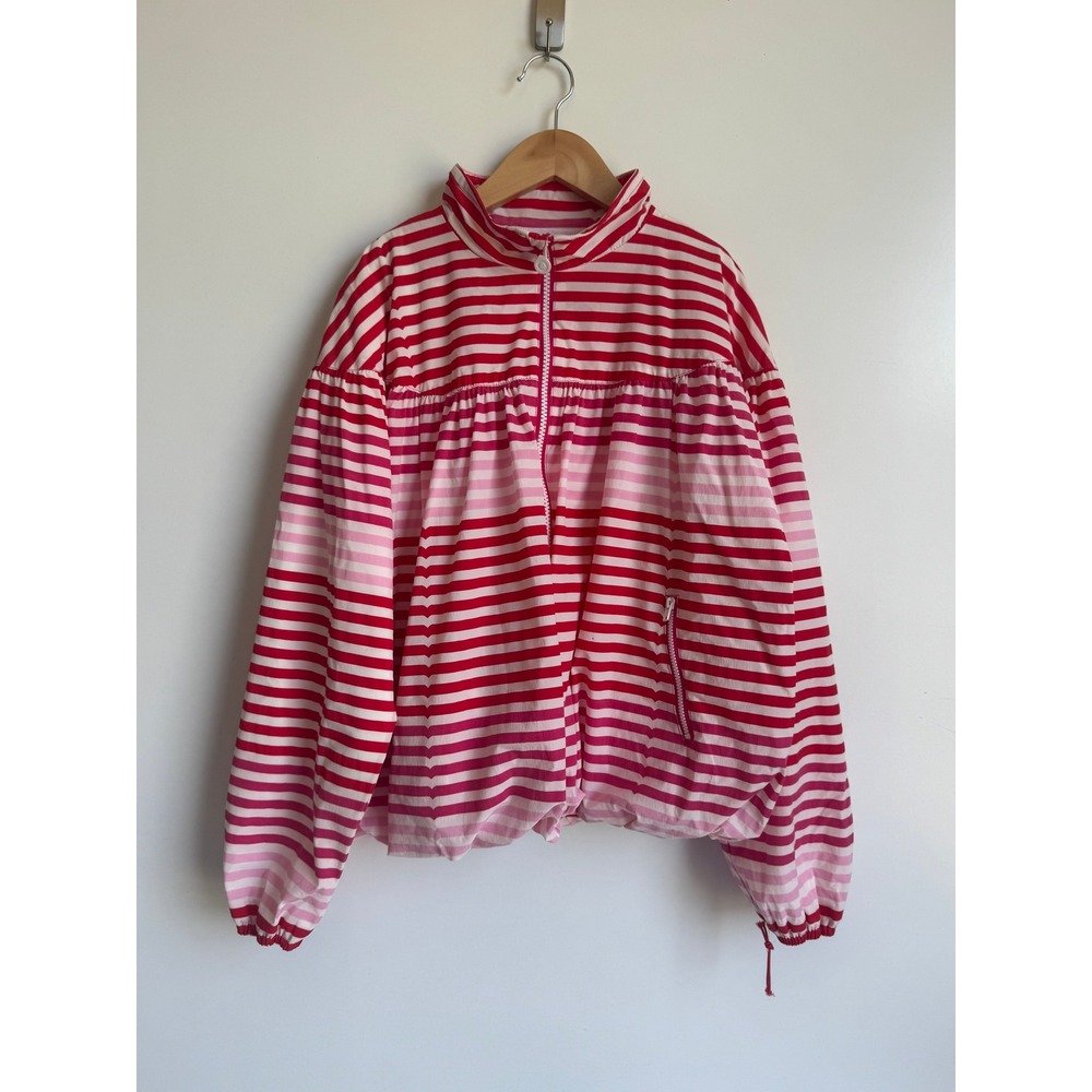 Hunter for Target Girls XL 14 Raincoat Pink Red Stripe Waterproof Hooded Jacket